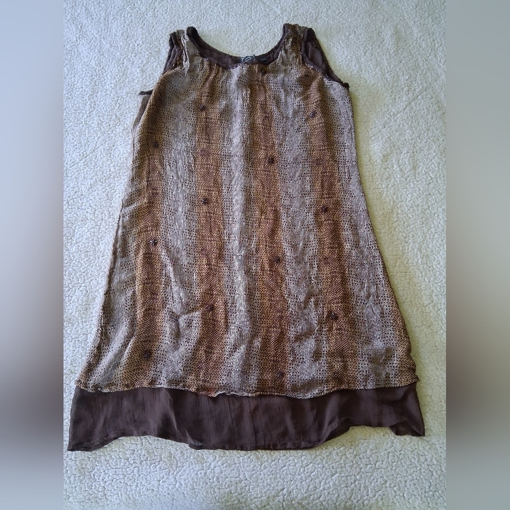 Vintage Daniel K Brown and Cream Midi Dress